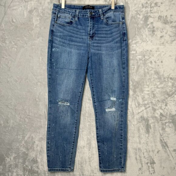 Judy Blue Denim - Judy Blue Jeans Womens 32 Blue Distressed Relaxed Fit Mid Rise Stretch Pockets